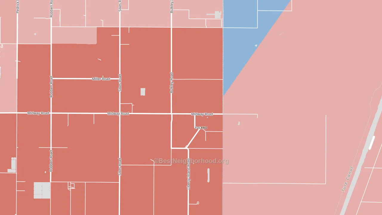 Yolano, CA block-group political-lean map