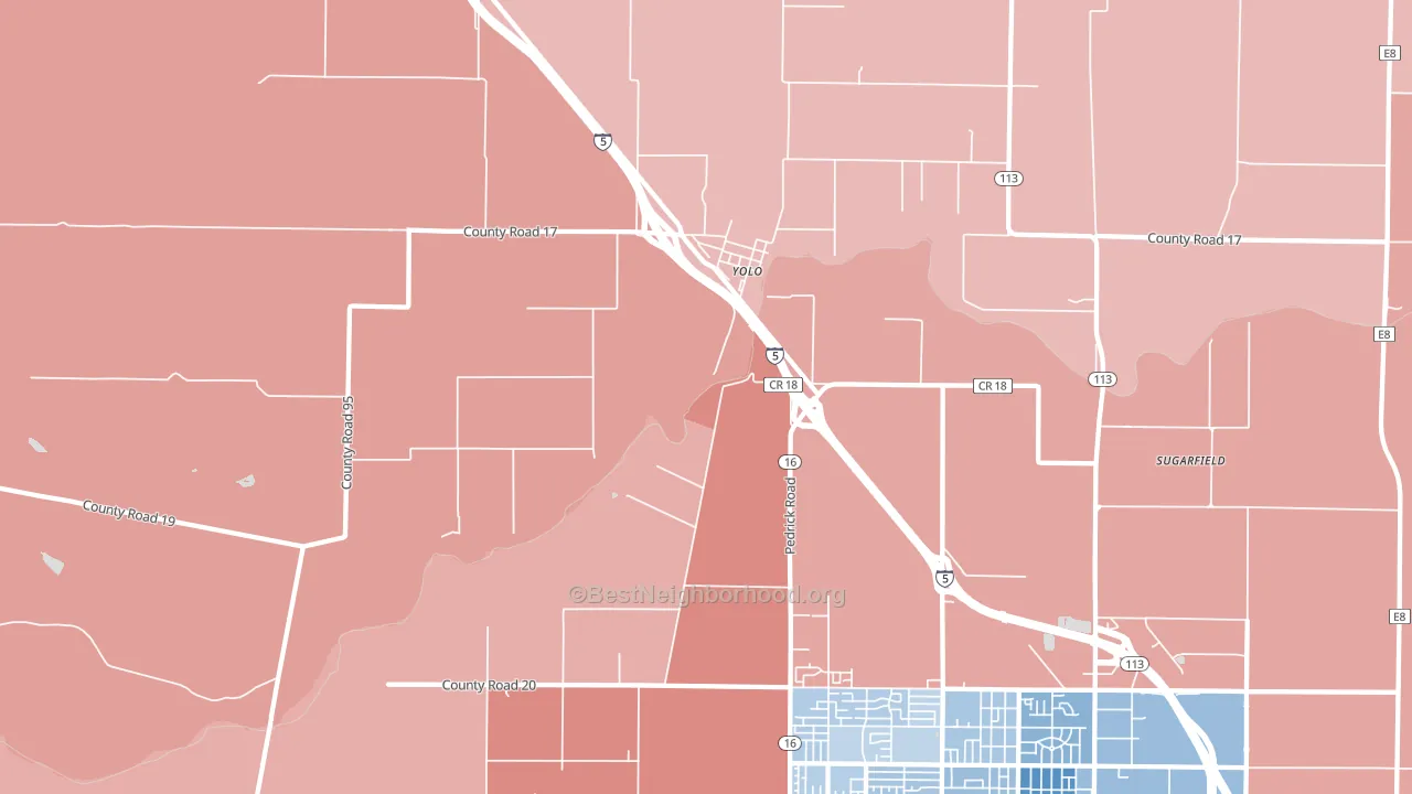 Yolo, CA block-group political-lean map
