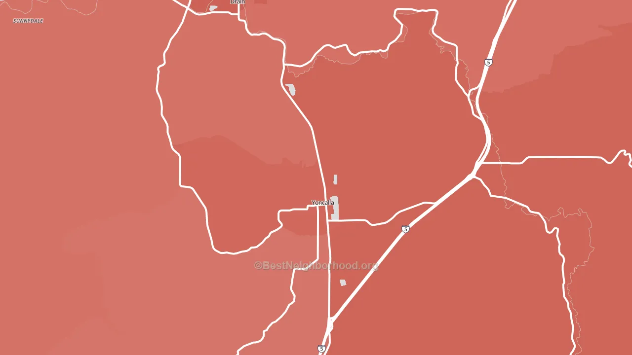 Yoncalla, OR block-group political-lean map