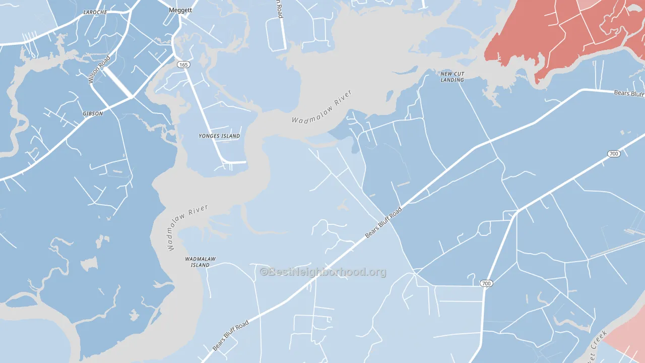 Yonges Island, SC block-group political-lean map