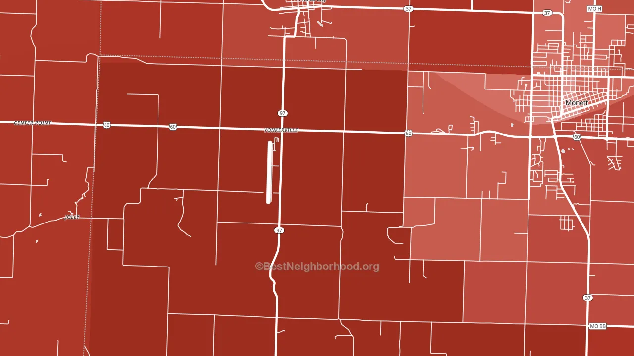 Yonkerville, MO block-group political-lean map