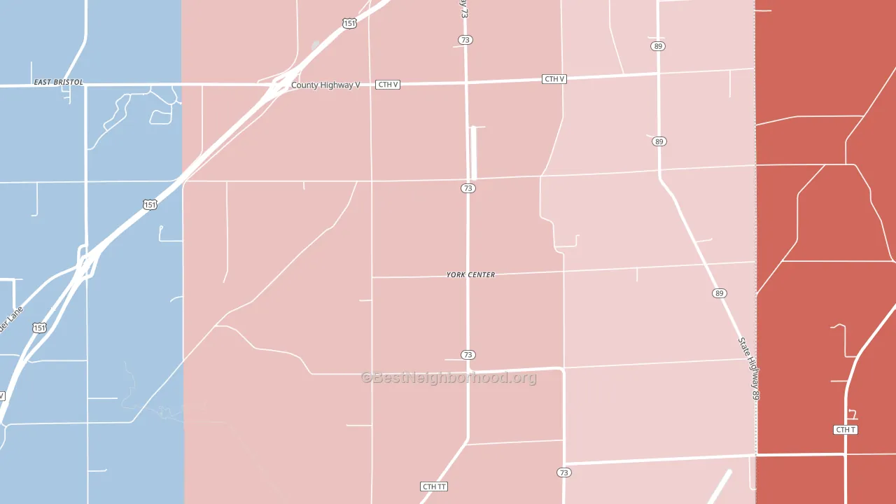 York Center, WI block-group political-lean map