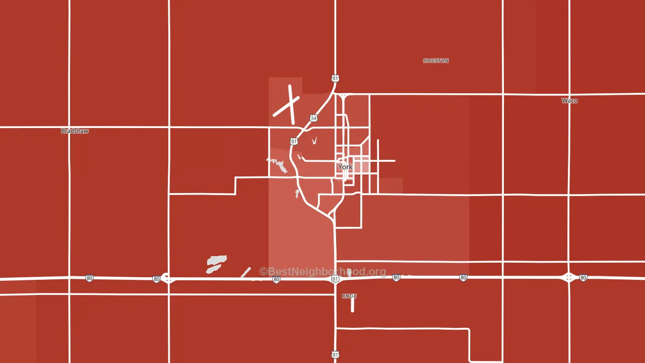 York County, NE block-group political-lean map
