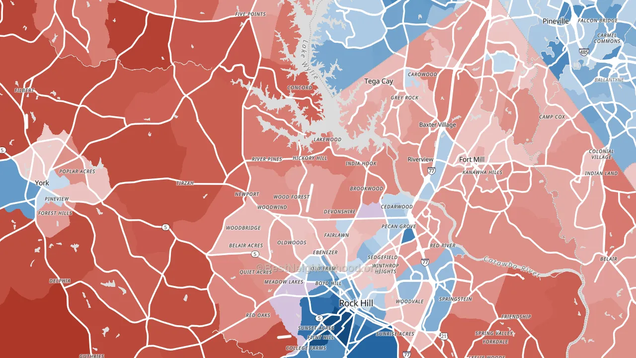 York County, SC block-group political-lean map