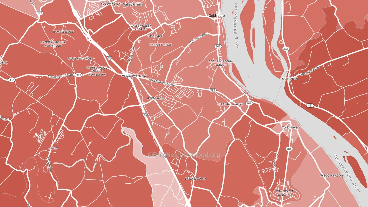 York Haven, PA block-group political-lean map