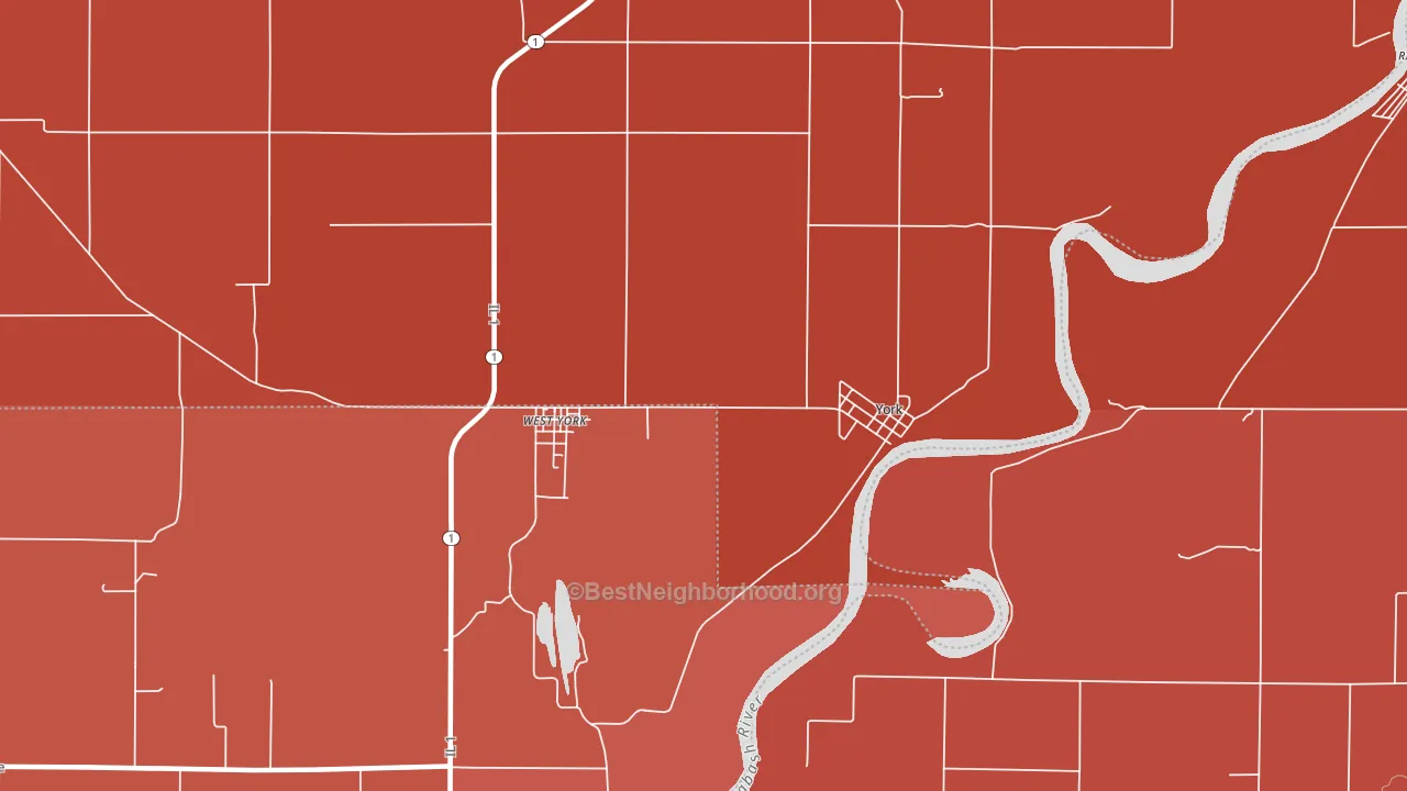 York, IL block-group political-lean map