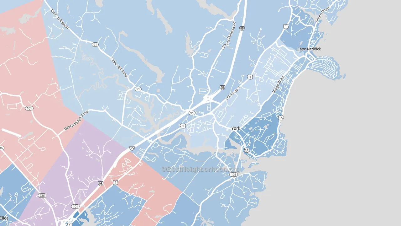 York, ME block-group political-lean map