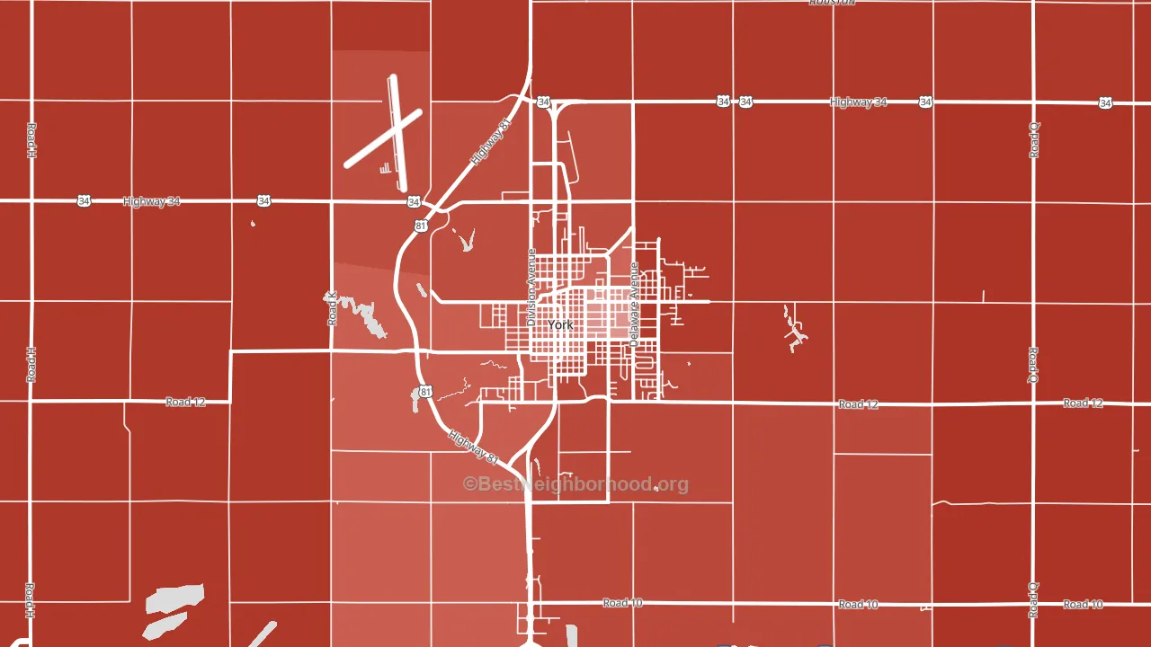 York, NE block-group political-lean map