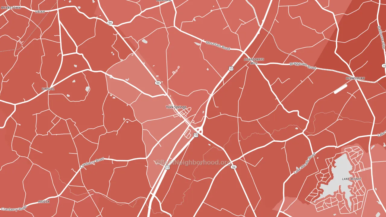 York Springs, PA block-group political-lean map