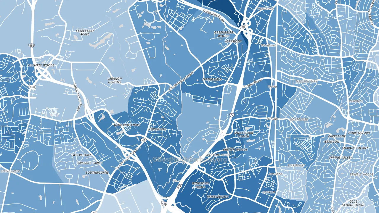 Yorkmount, Charlotte, NC block-group political-lean map