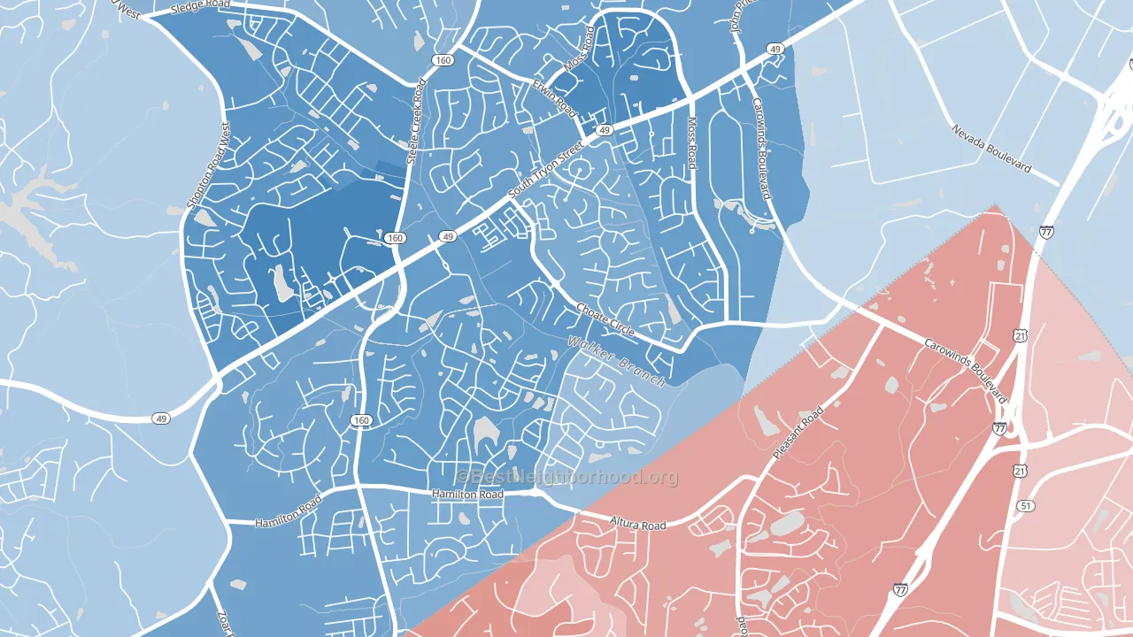 Yorkshire, Charlotte, NC block-group political-lean map