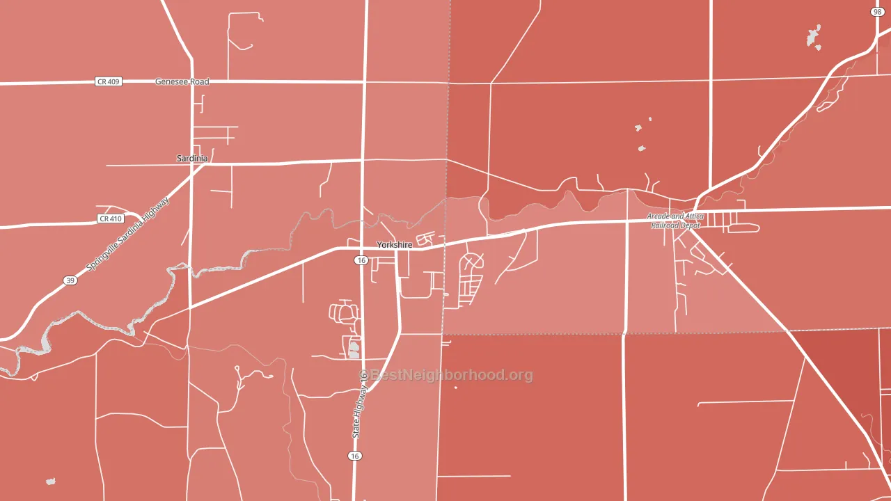 Yorkshire, NY block-group political-lean map