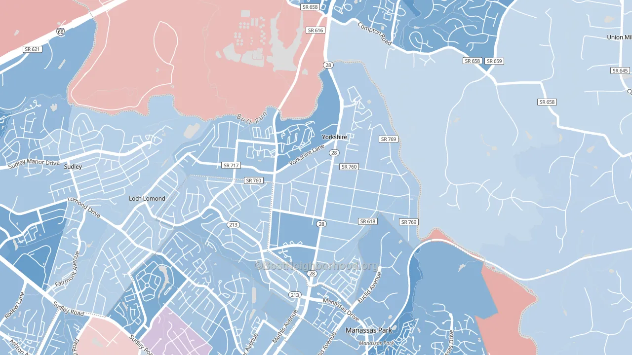 Yorkshire, VA block-group political-lean map
