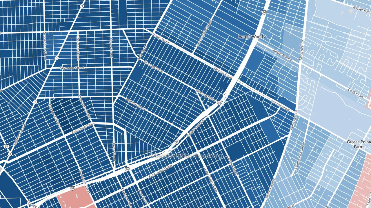 Yorkshire Woods, Detroit, MI block-group political-lean map