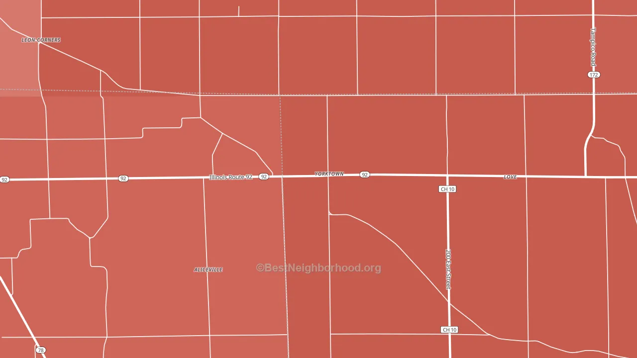 Yorktown, IL block-group political-lean map