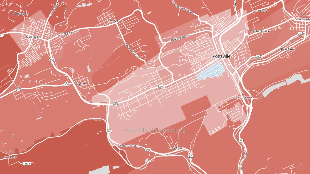 Yorkville, Pottsville, PA block-group political-lean map