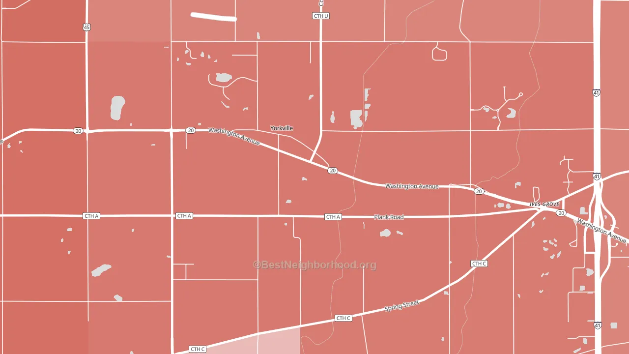 Yorkville, WI block-group political-lean map