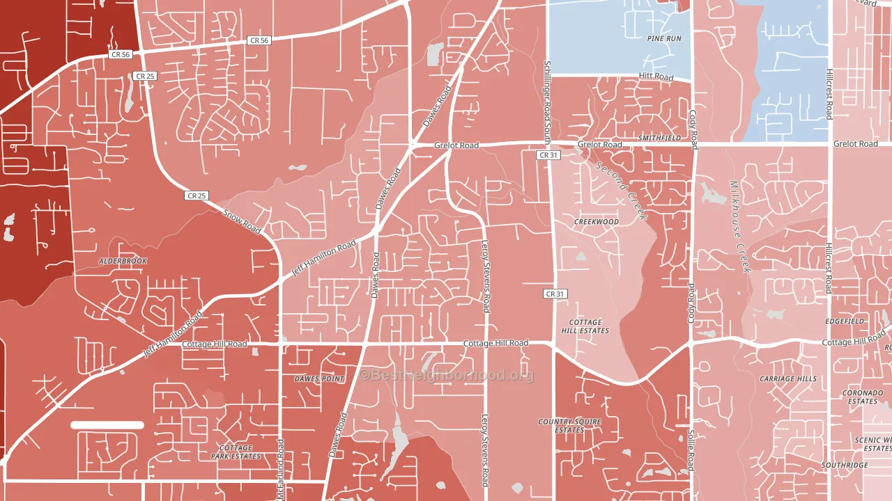 Yorkwood, Mobile, AL block-group political-lean map