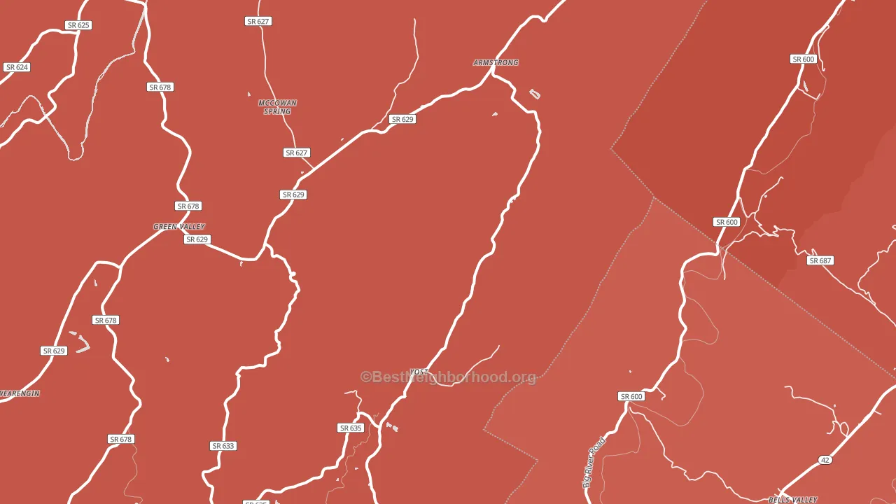 Yost, VA block-group political-lean map