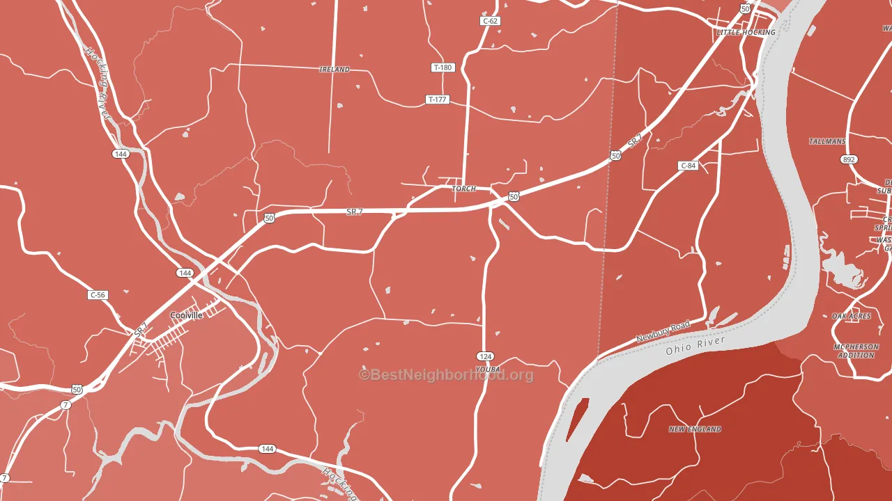 Youba, OH block-group political-lean map