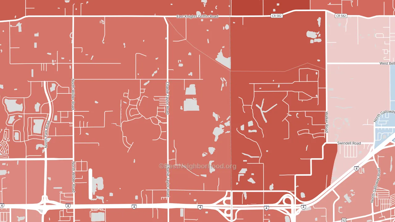 Youmans, FL block-group political-lean map