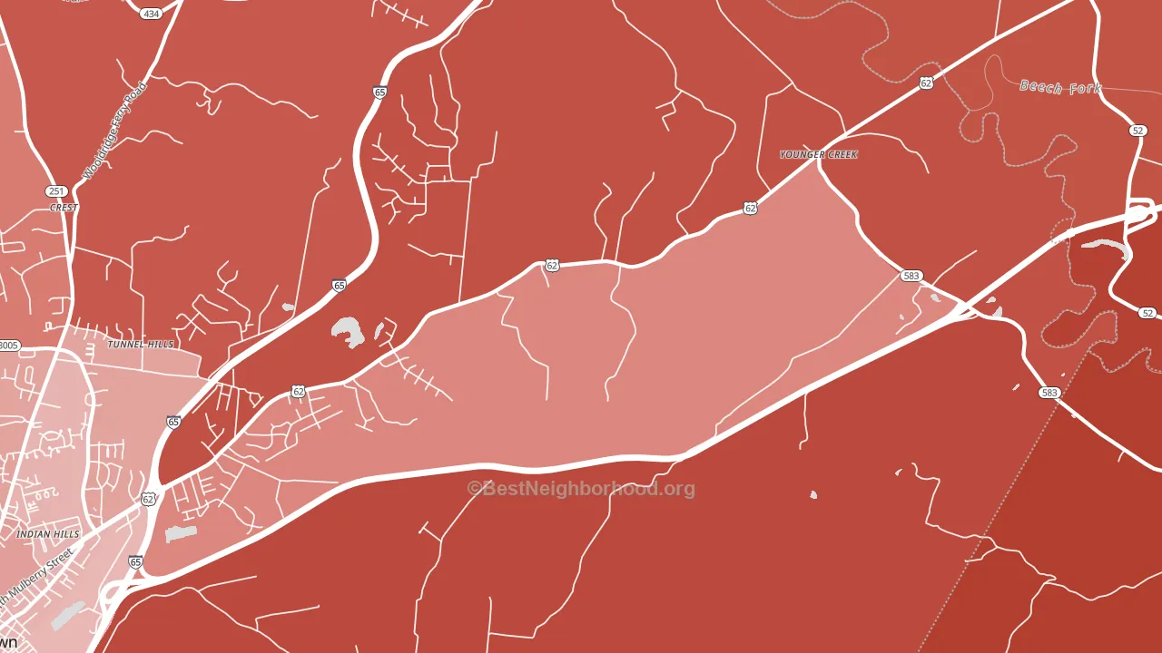 Younger Creek, KY block-group political-lean map