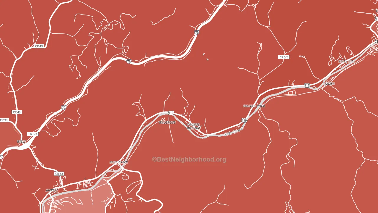 Youngs Bottom, WV block-group political-lean map