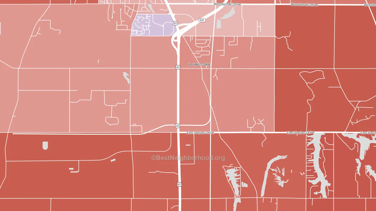 Youngstown, IN block-group political-lean map