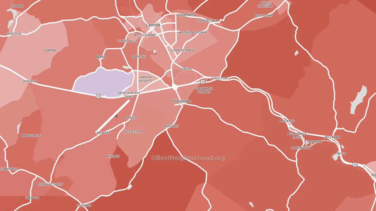 Youngstown, PA block-group political-lean map