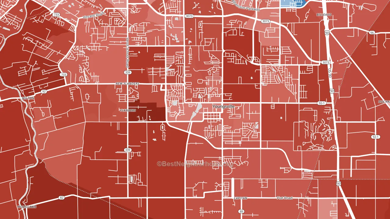 Youngsville, LA block-group political-lean map