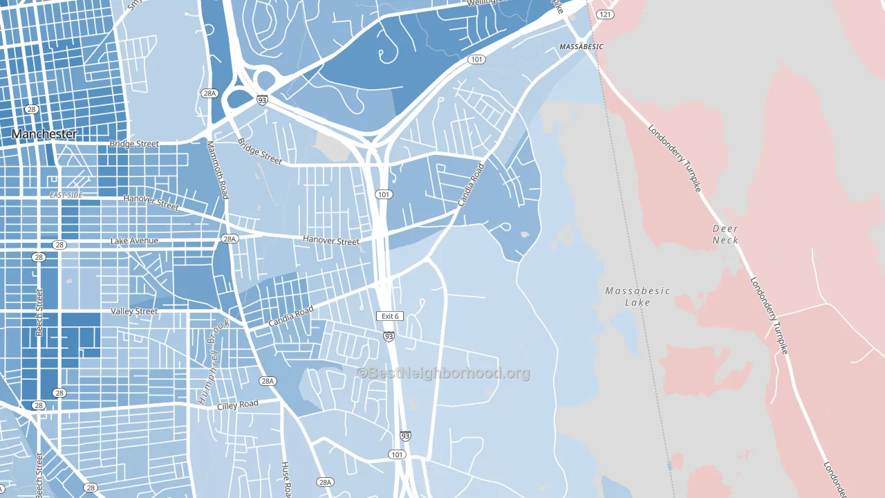 Youngsville, Manchester, NH block-group political-lean map