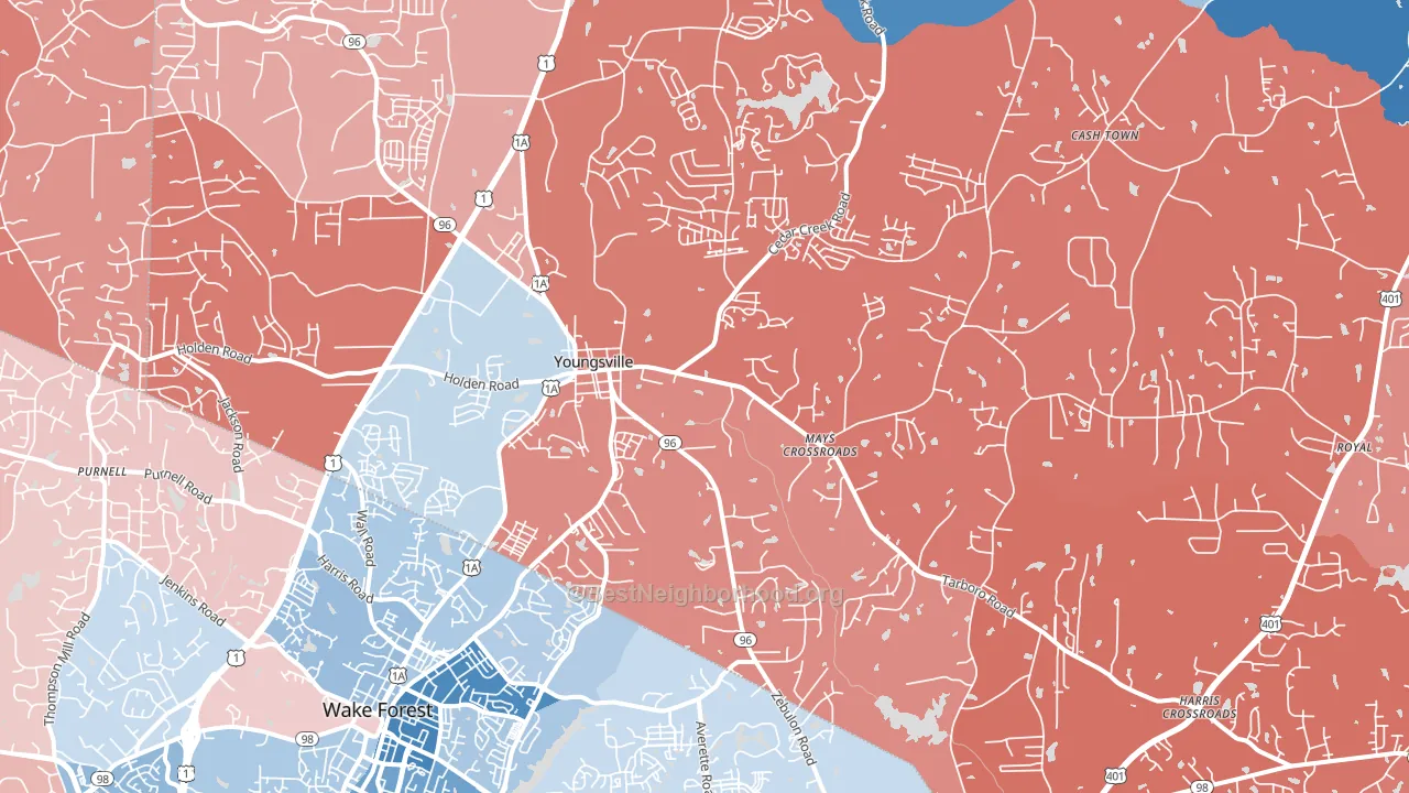 Youngsville, NC block-group political-lean map