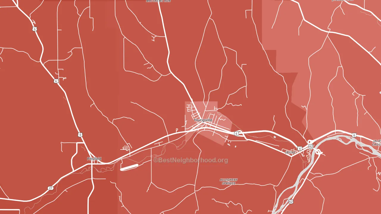 Youngsville, PA block-group political-lean map