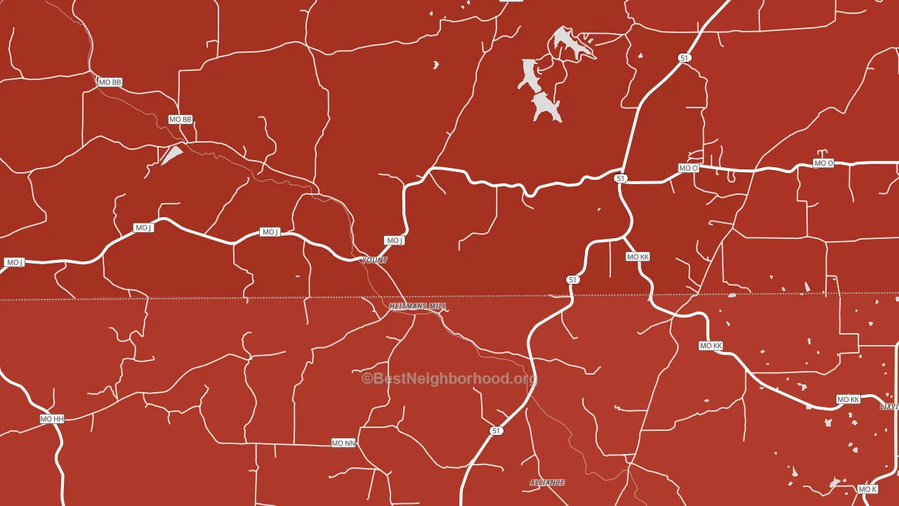 Yount, MO block-group political-lean map