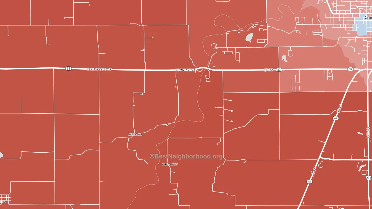 Yountsville, IN block-group political-lean map
