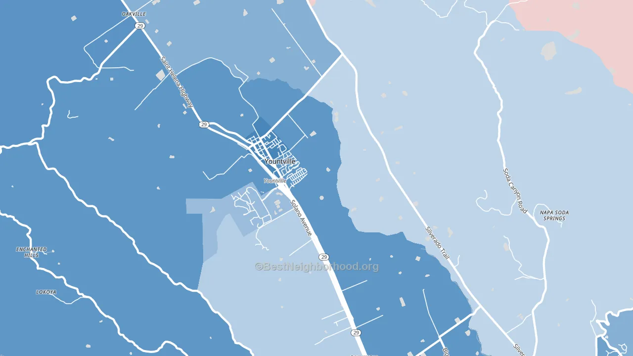 Yountville, CA block-group political-lean map