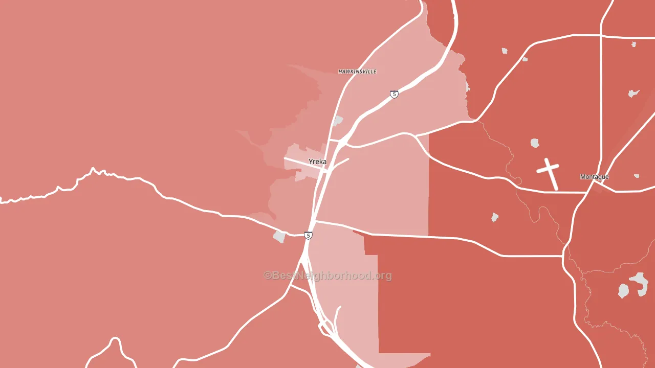 Yreka, CA block-group political-lean map