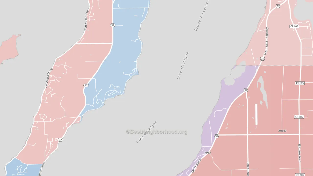 Yuba, MI block-group political-lean map