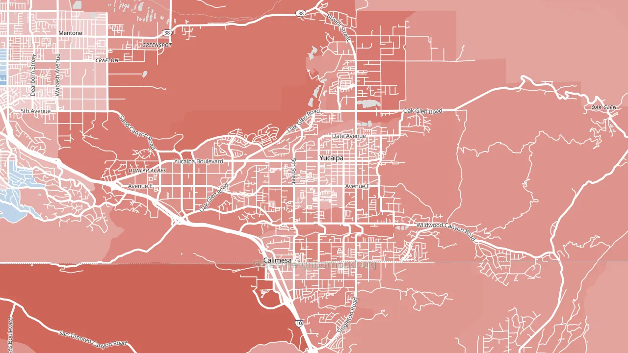 Yucaipa, CA block-group political-lean map