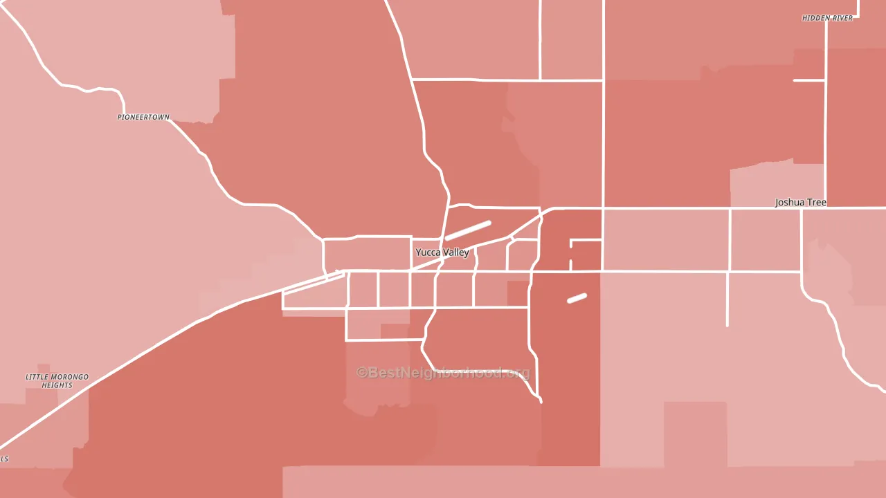 Yucca Valley, CA block-group political-lean map