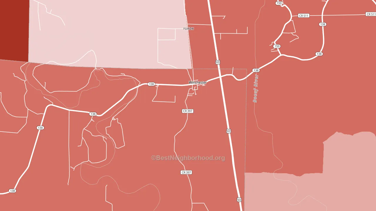 Yukon, AR block-group political-lean map