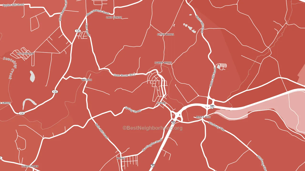 Yukon, PA block-group political-lean map