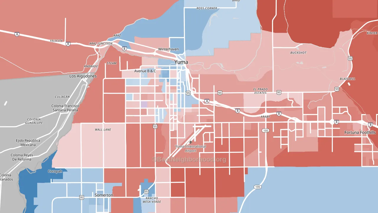 Yuma, AZ block-group political-lean map
