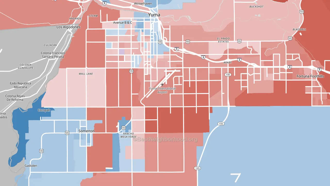 Yuma County, AZ block-group political-lean map