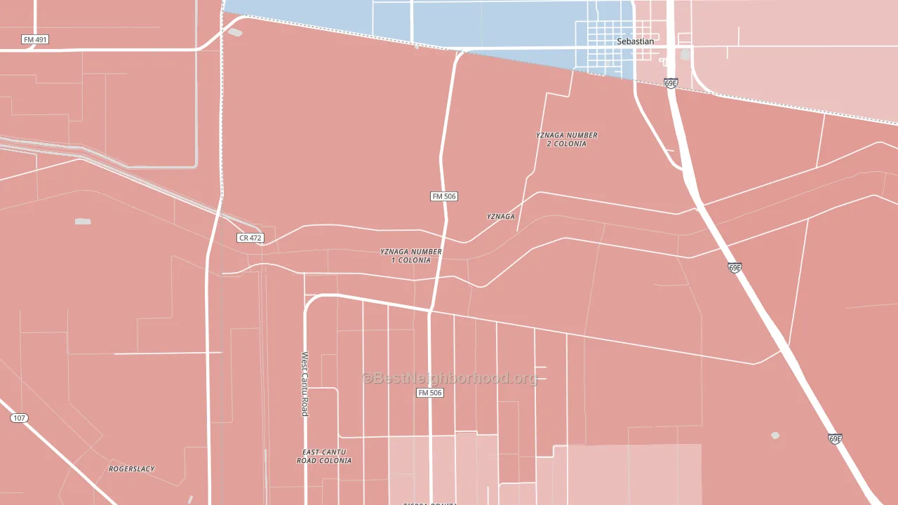 Yznaga, TX block-group political-lean map