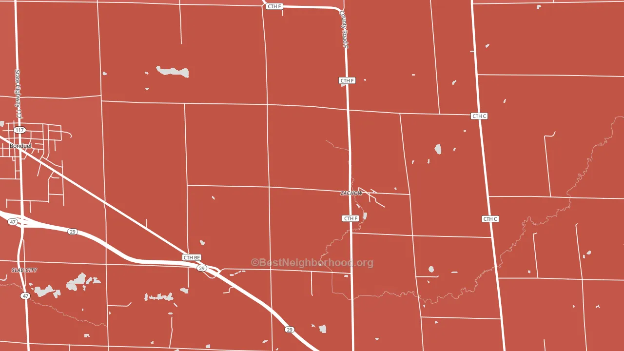 Zachow, WI block-group political-lean map