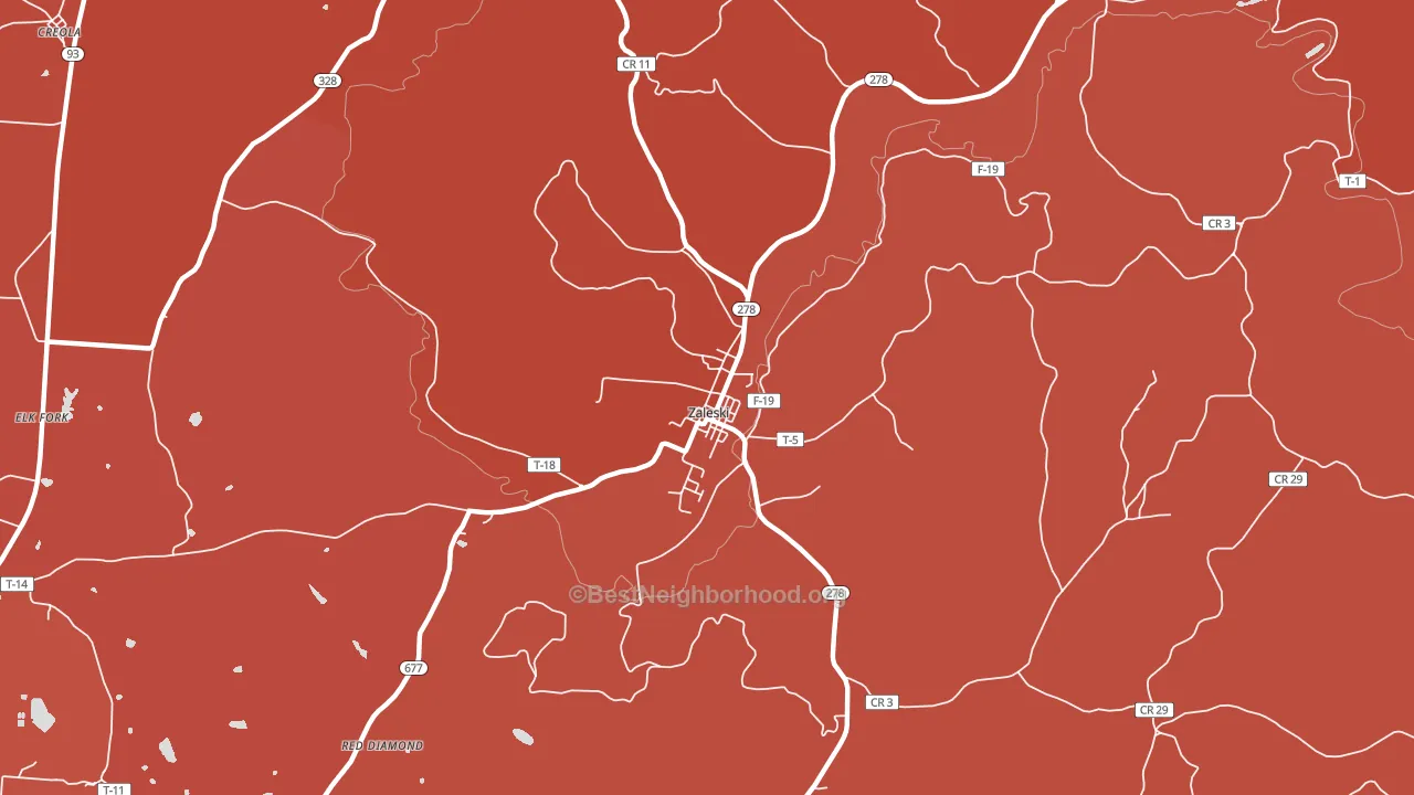 Zaleski, OH block-group political-lean map