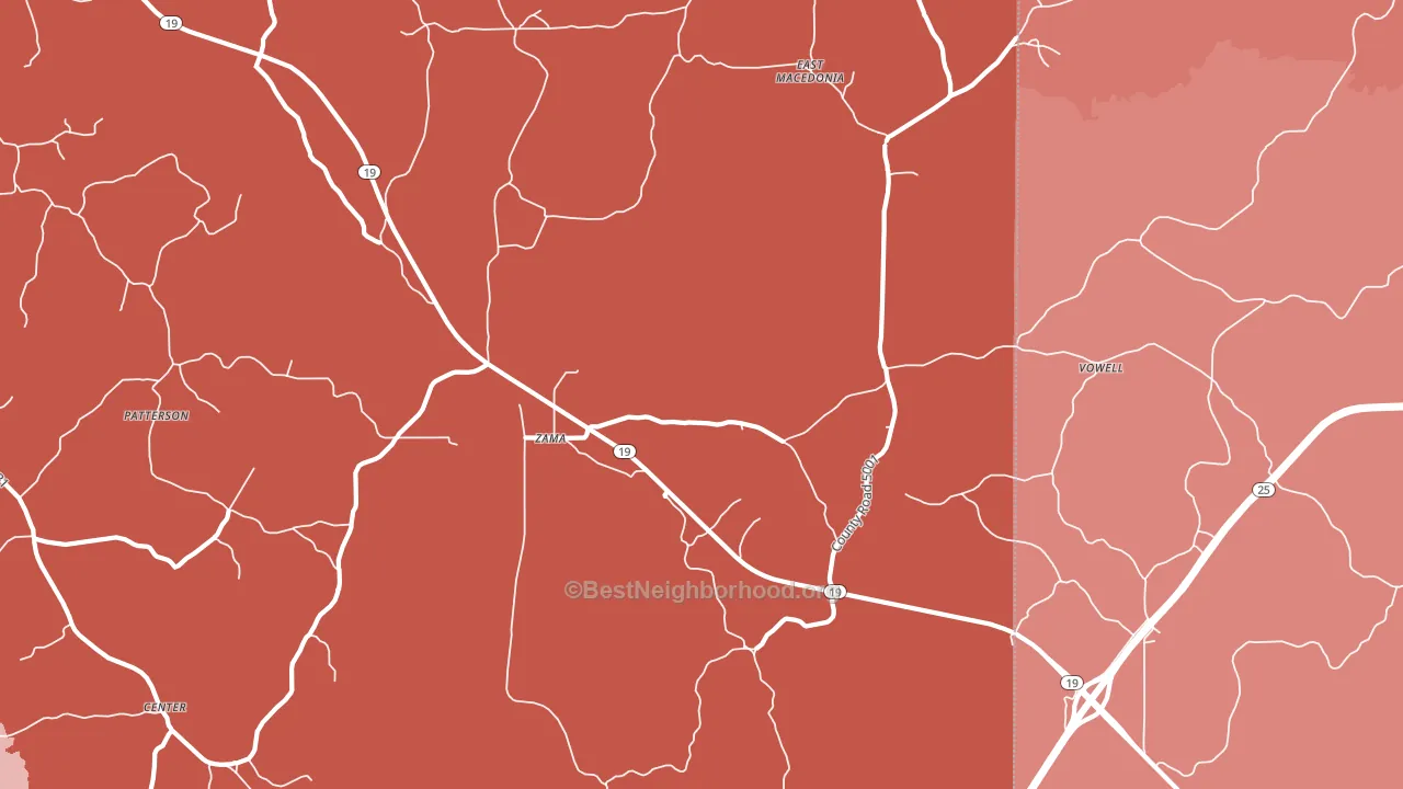 Zama, MS block-group political-lean map