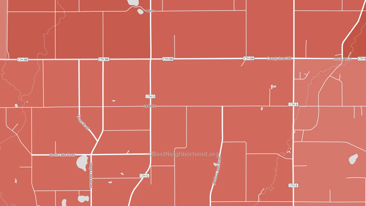 Zander, WI block-group political-lean map