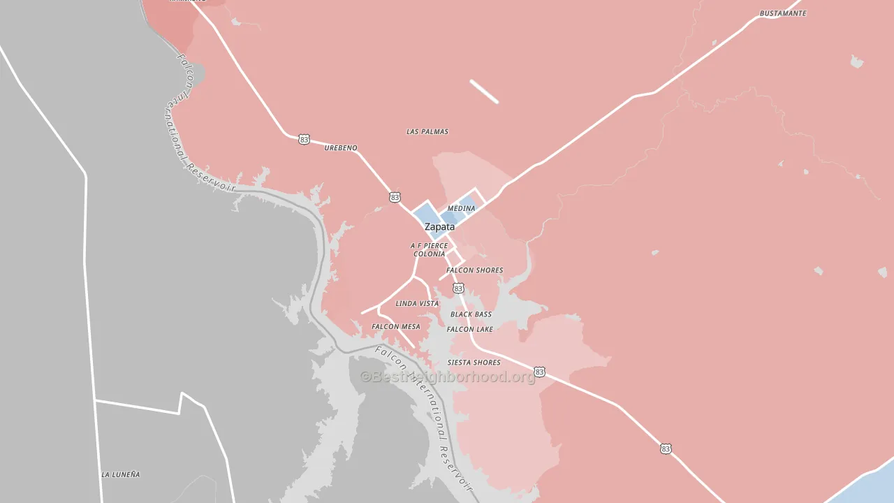 Zapata County, TX block-group political-lean map